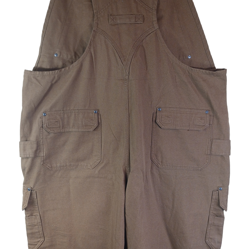 Duluth Trading Mens 46x30 Fire Hose Ultimate Bib Overalls Brown Cargo Comfy - Picture 10 of 16